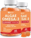 Vegan Omega 3 Gummies, Algae Omega-3 Suplemento DHA 240mg, EPA 110mg w/Vitamin B12, CoQ10, Fish Oil Alternative for Adults - Brain, Bone, Eye &amp; Immunity Support