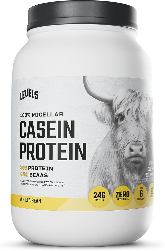 Niveles 100% Micellar Casein Protein, Hormona Gratis, Vanilla Bean, 2LB