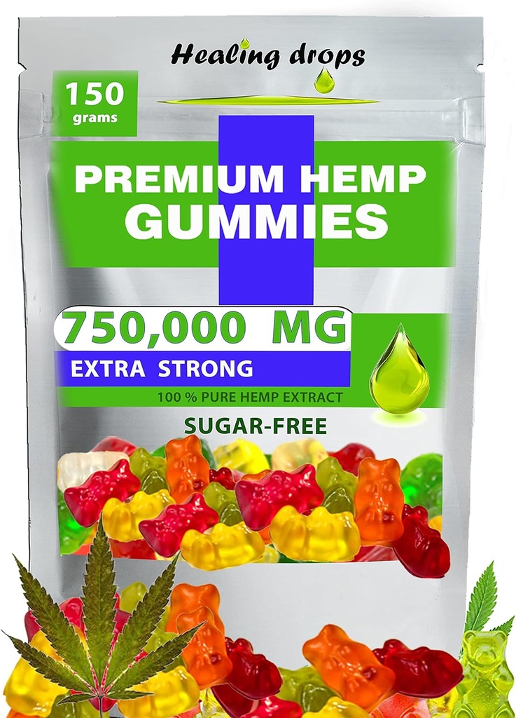 Gamas de cáñamo 750.000 mg Premium Orgánica Libre de Azúcar Apoyo Natural High Potency Rich in Vitamins B E C D Omega 3 6 9 Super Gummy Bears