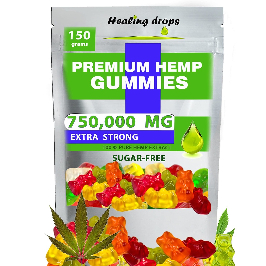Gamas de cáñamo 750.000 mg Premium Orgánica Libre de Azúcar Apoyo Natural High Potency Rich in Vitamins B E C D Omega 3 6 9 Super Gummy Bears