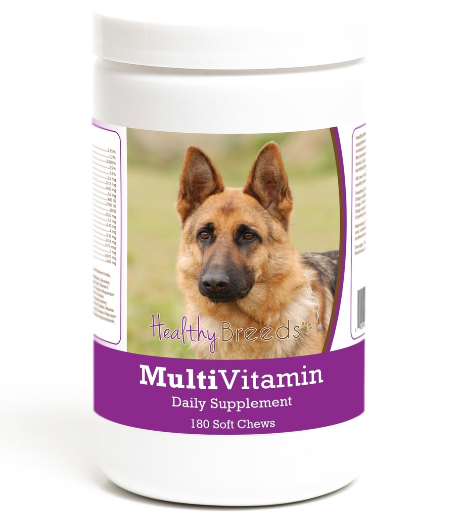 Saludable razas pastor alemán multivitamínico de cerda suave para perros 180 conde