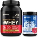 Optimum Nutrition Dynamic Duo Bundle: Amino Energy, Blue Raspberry (30 Servings) and Gold Standard 100% Whey Protein Powder, French Vanilla Creme (29 Servings)