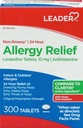 Líder 24 horas Alivio de la Alergia, No-Drowsy, Loratadine 10mg, Antihistamínico, Fuerza de Prescripción Original, Alivio Sinusal, Interior y Al aire libre, Alergia Antiacción, 300 Tabletas