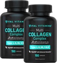Vitaminas Vitales Píldoras multi colágeno para Hombres (2-Pack) - Péptidos de colágeno hidrolizado - Tipo I, II, III, V, X - Grass Fed, Non-GMO