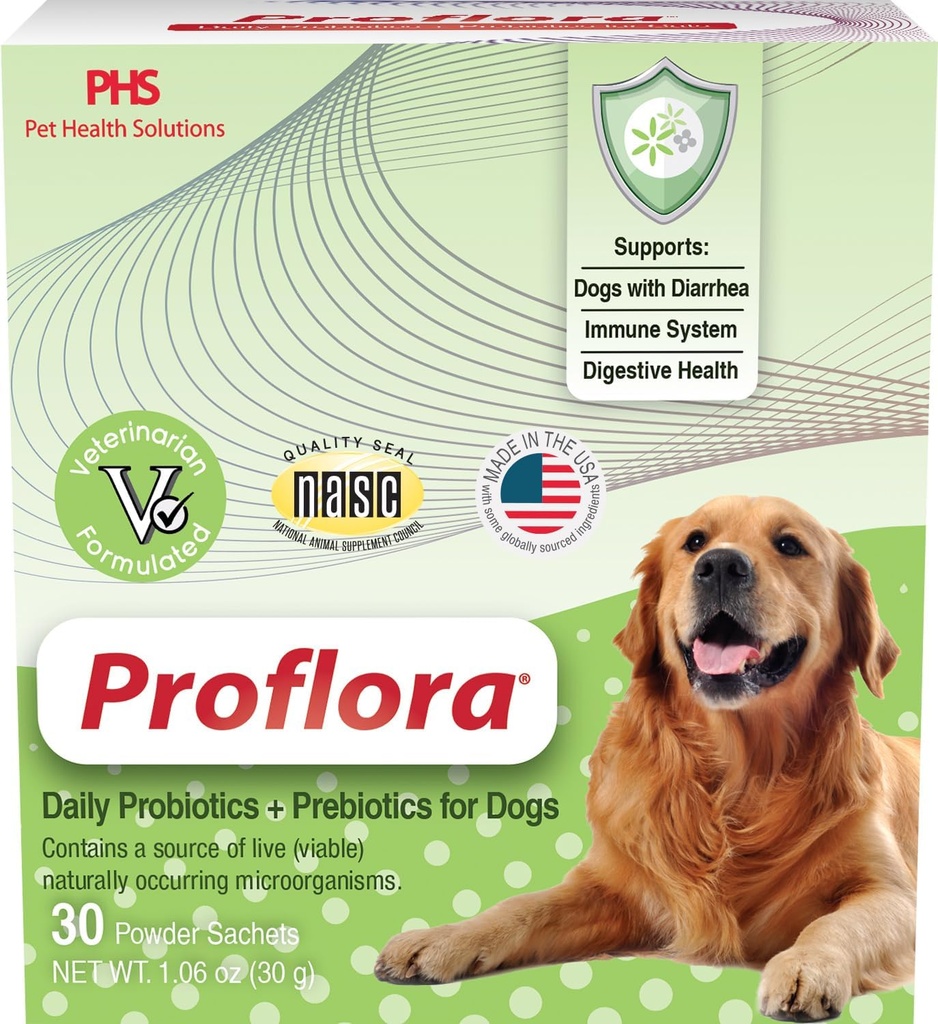 Probiotics for Dogs-Complete Gut Health & Immune Support. Easy to Use Digestive Multi-Strain Probiotics. Easier Diet Transitions, Healthier Skin & Coat & Helps Treat Diarrhea. 30 Packets.