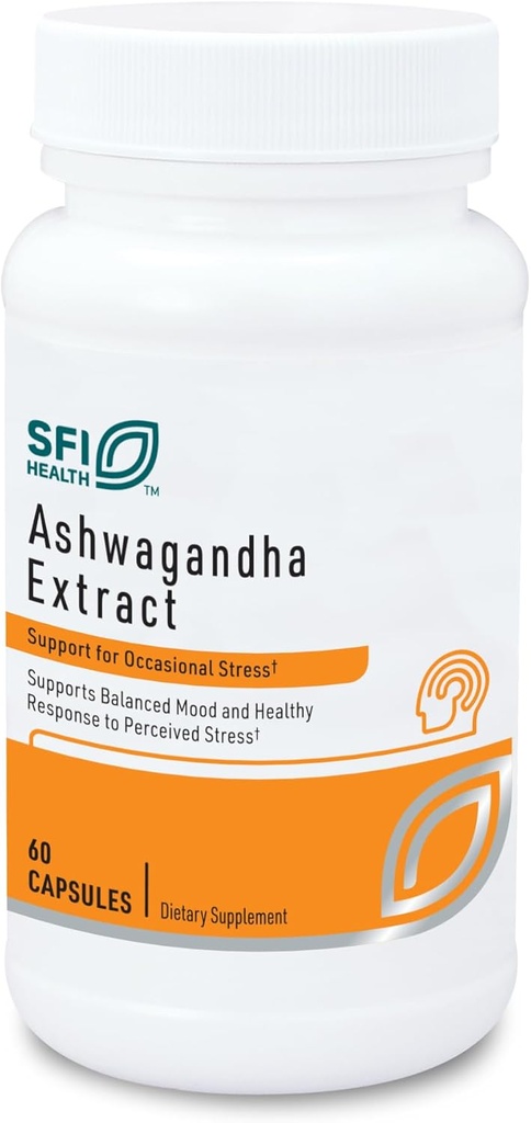 SFI Health Klaire Labs Ashwagandha Extracto 300mg - Ashwagandha Suplemento para promover la memoria, la función cognitiva y la respuesta de estrés saludable - Hypoallergenic Ashwagandha Root Extract (60 cápsulas)