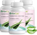 AloeCure Daily Probiotics 10 Billion CFU for Digestive Support 8 Strains, 6 Prebiotics & Enzymes - Suplemento Digestivo con Bromelain for Women &amp; Men - Gut Support, Digestive Relief, 30 Caps x 3btls
