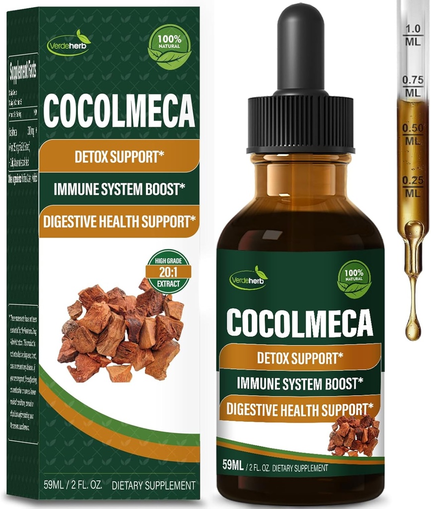 Cocolmeca Bark Liquid Drops, Nature Herbal Extract Supplement for Body Detox Cleanse Support, Immune System Boost " Digestive Health. Gotas de Cocolmeca 2oz