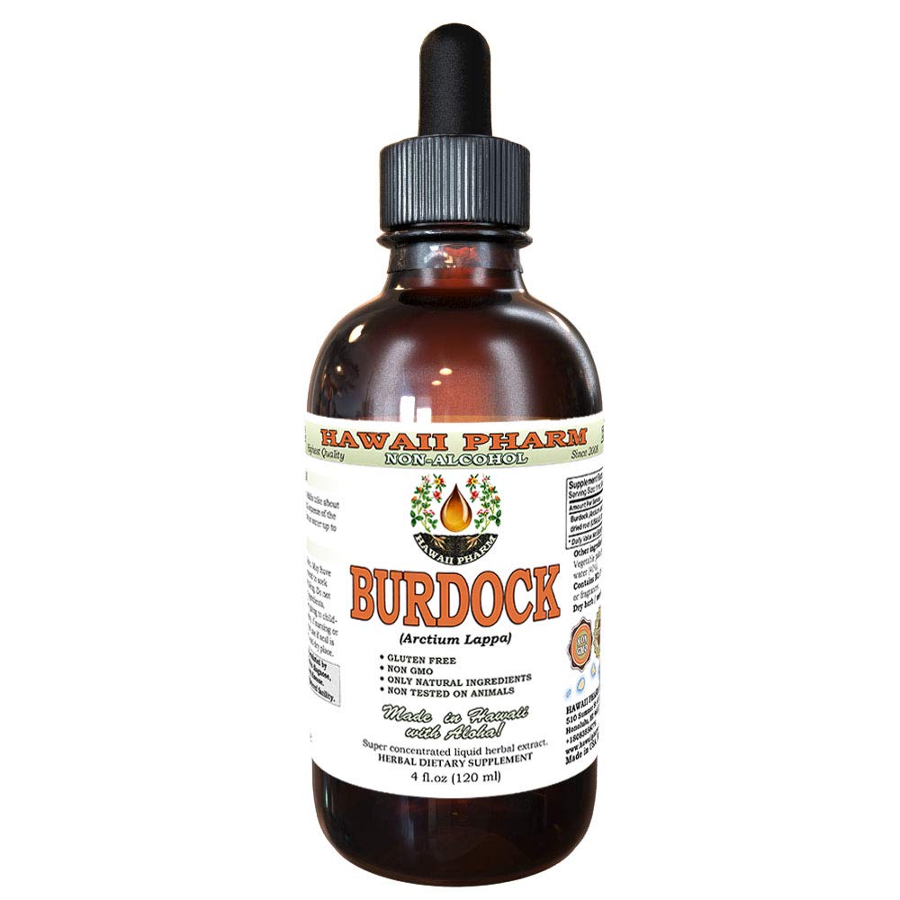 Extracto líquido libre de alcohol, Burdock orgánico (Arctium Lappa) Ratón seco Glycerite Hawaii Pharm Natural Herbal Suplemento 4 oz