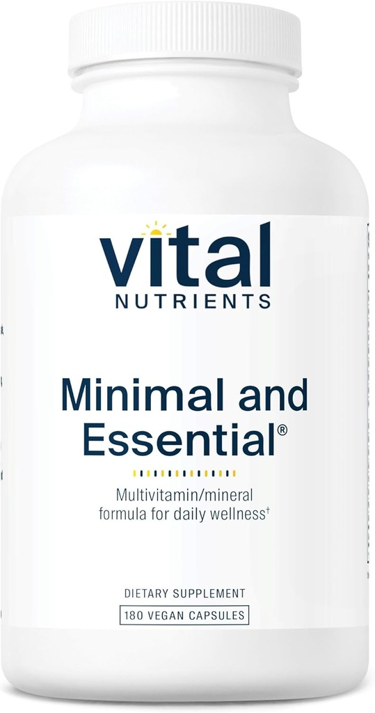 Nutrientes vitales Minimal y Esencial Multivitamínico Silencio Vegetariano Uno por día Multi Vitamina, Mineral, & Antioxidante Suplemento* Silencio Iron-Free TEN Gluten, Dairy, Soy Gratis Silencio No-OMG Silencioso