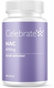 Celebrar vitaminas NAC (N-Acetyl Cysteine) Suplemento, 600 mg por cápsula, Gluten Free, No-GMO, 90 cápsulas