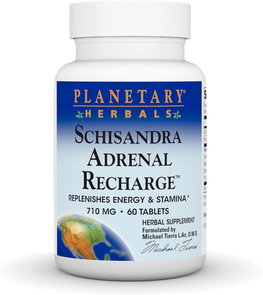 Herbals planetarios Complejo Adrenal Schisandra 710mg con Yam Rhizome, Poria Sclerotium &amp; 60 Tablets