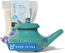 Baraka Neti Pot Tool Kit - Snoring &amp; Saline Solution, Handcrafted Ceramic Dishwasher Safe with 2oz Mineral Sea Salt for Nose Cleaning " Sinus Rinse Perfect for Allergy Relief in Adults " Kids (Jade)