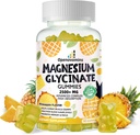 Magnesio Glycinate Gummies 2500mg - Suplemento de Potasio de Magnesio Libre de Azúcar con Vitamina D, B6, CoQ10 para calma Mood &amp; Sleep Support - 90 Pineapple Gummies
