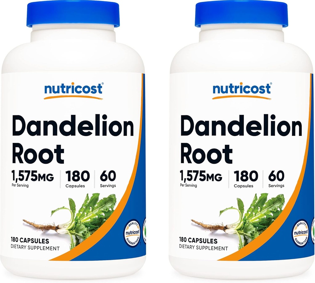 Nutricost Dandelion Root 525mg, 180 Capsules (2 Bottles) - 1575mg Serving, Non-GMO, Gluten Free