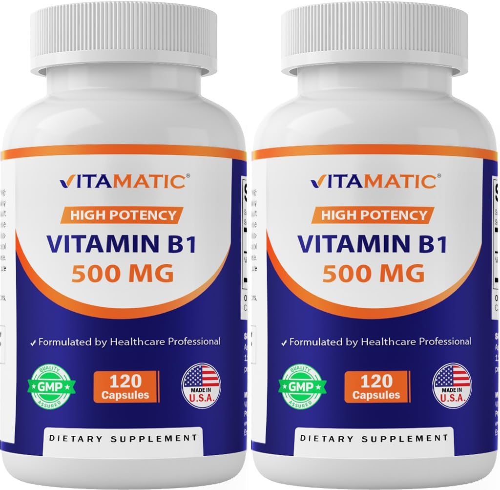 Vitamina Vitamática B1 (Thiamine) 500mg – 2 Pack (120 Capsules Total)