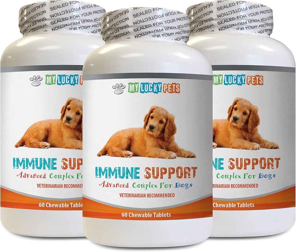 soporte inmunitario de proceso estándar para perros - DOG IMMUNE SUPPORT - OVERALL HEALTH AND WELLNESS BOOST - ANTIOXIDANT - LIVER HEALTH - inmunidad mezcla de hongos orgánicos para perros - 3 Botellas (180 Treats)