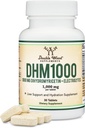 DHM1000 Dihydromyricetin (DHM) Tablets - Suplemento DHM más potente sobre el mercado - 1000mg (30 conde) mejorado con electrolitos para la hidratación y el soporte del hígado por madera doble