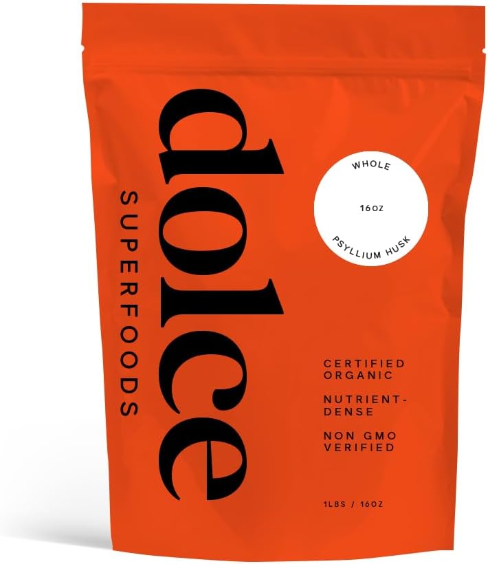 Husk de Psyllium entero para limpieza de colon, alivio del estreñimiento, ruborización " Gut Salud - Soluble " Suplemento dietético de fibra para hornear, smoothie, bebidas, cocina, pan de bajo carbo (Pack de 1)