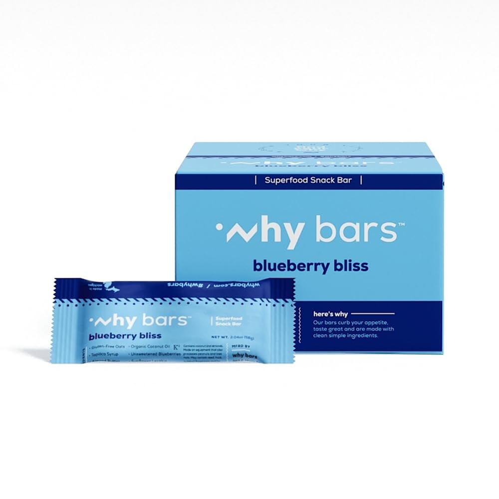¿Por qué Bares, Bares Protein, Bliss Blueberry, 2.04 Bares de onda (Pack of 12 Bares Protein) - Protein Bar Superfood, Gluten Free, Non GMO, Organic, Vegan, Simple Ingredientes