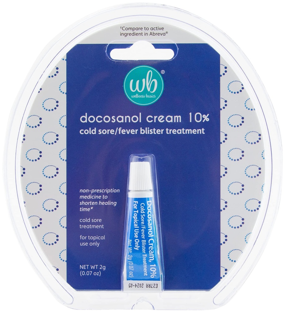 Wellness Basics Docosanol Cream 10% ← Tratamiento del dolor frío tención Shortens Tiempo de curación  0.07oz - 1 Tube