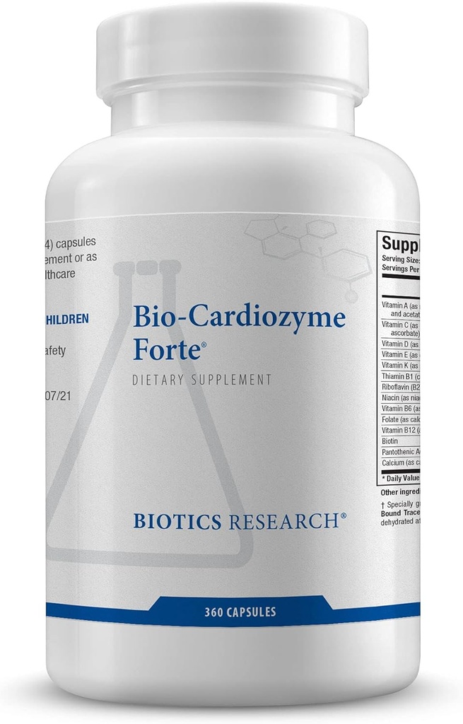 Biotics Research Bio Cardiozyme Forte Healthy Heart Multivitamin, Broad Spectrum Formulation Diseñado para apoyar la salud y la función cardiovasculares, potente antioxidante Soporte 360 cápsulas
