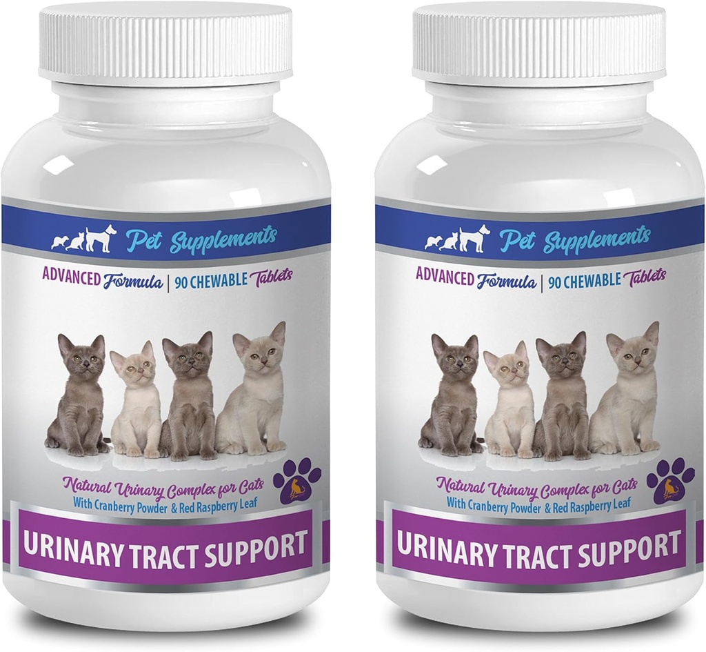 Urinary Tract Supplements for Cats - Urinary Tract Support - for Cats - Natural Formula - CHEWABLE - cat Marshmallows - 2 Botella (180 Chews)