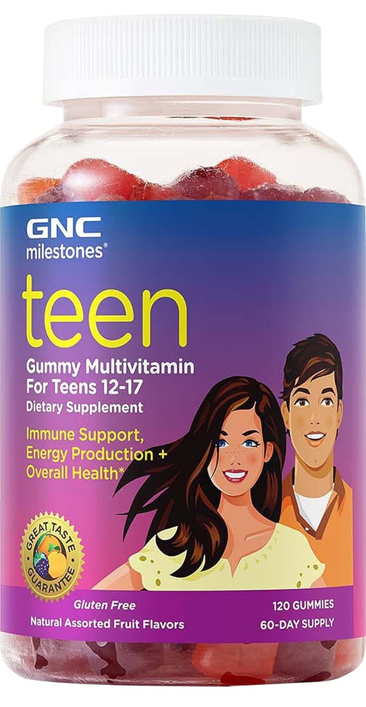 GNC hitos Adolescente Multivitamina - Sabores de Frutas Naturales, 120 Gummies, 60 Servimientos