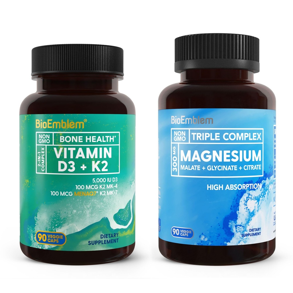 BioEmblem Triple Magnesium Complex Pair with Vitamin D3 K2