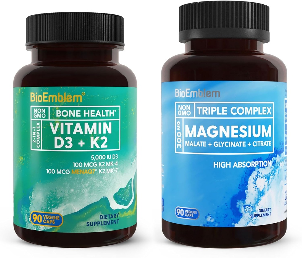 Complejo de magnesio triple BioEmblem con vitamina D3 K2
