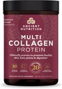 Proteína de polvo de Collagen de Nutrición Antigua con Probióticos, Proteína Multi Collagen Desarrollada con Vitamina C, 45 Servimientos, Péptidos de Collagen Hidrolyzed Soporta la piel y las uñas, Salud Gut, 16oz