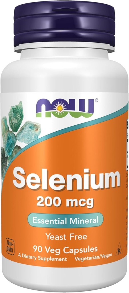 AHORA Suplementos de alimentos, Selenio (L-Selenomethionine) 200 mcg, Mineral esencial*, 90 cápsulas de verduras