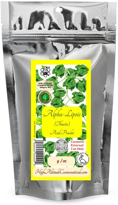 10g (0.35oz) Ácido Alfa-Lipoico (ALA) Polvo para la piel
