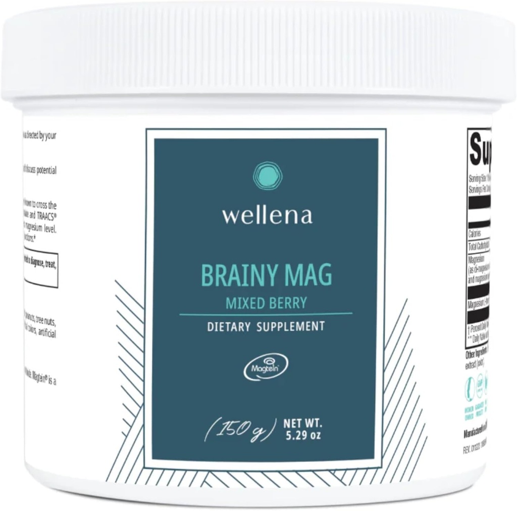Wellena Brainy Mag por Magdalena TENIDO Magnesium L-Threonate TEN Mixed Berry Flavor ANTE 60 Servings