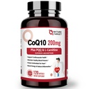 NATURE TARGET CoQ10-200mg with PQQ L-Carnitine & Omega-3s, High Absorption Coenzyme-Q10 with BioPerine, Supports Heart and Immune System, Cellular-Energy-Production, 120 Servings