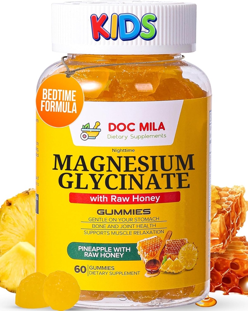 Magnesium Glycinate Gummies 100mg para niños y adultos- tiempo de cama Fórmula, Deep Calm Sleep Suplemento - Glicinato de Magnesio