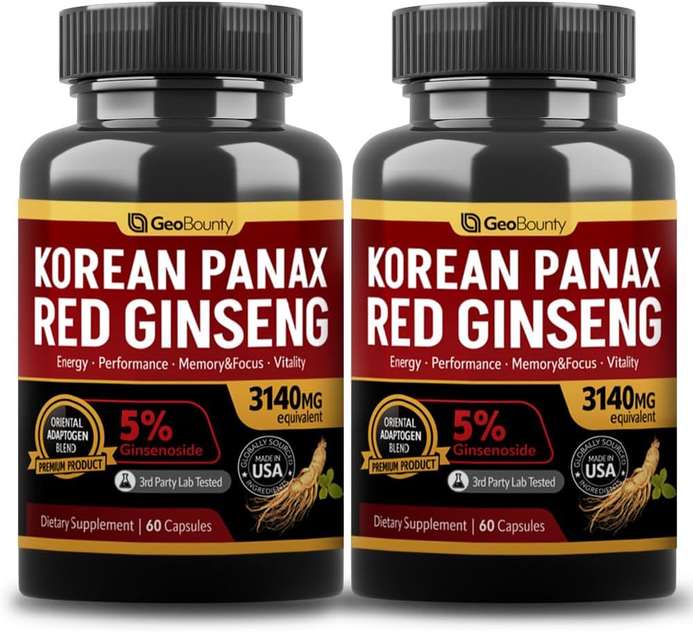 Coreana Red Panax Ginseng Capsule 2 Pack, Panax Ginseng Suplementos, 2 Value Pack 3140mg (Ginsenoside 5%)