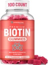 Biotina Gummies para el Crecimiento del Peluquería ← Max Strength Biotin 10000mcg Previene el Blanqueo y la Pérdida Vida Chewable Biotin Suplemento Para Mujeres Hombres y Niños ← 100 Conteo Vegan Peluquería Gummies para la Piel y uñas
