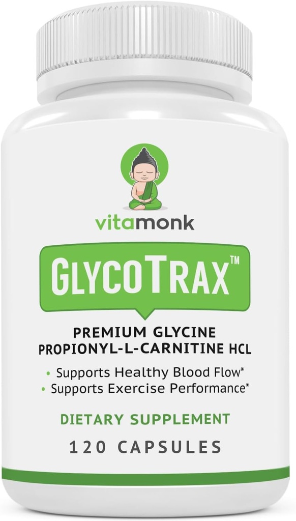 VitaMonk GlycoTraxTM GPLC Botella extra grande - 120 cápsulas de Glycine Glycine Propionyl-L-Carnitine sin Filleres artificiales - Glycine Propionyl L Carnitine Suplemento