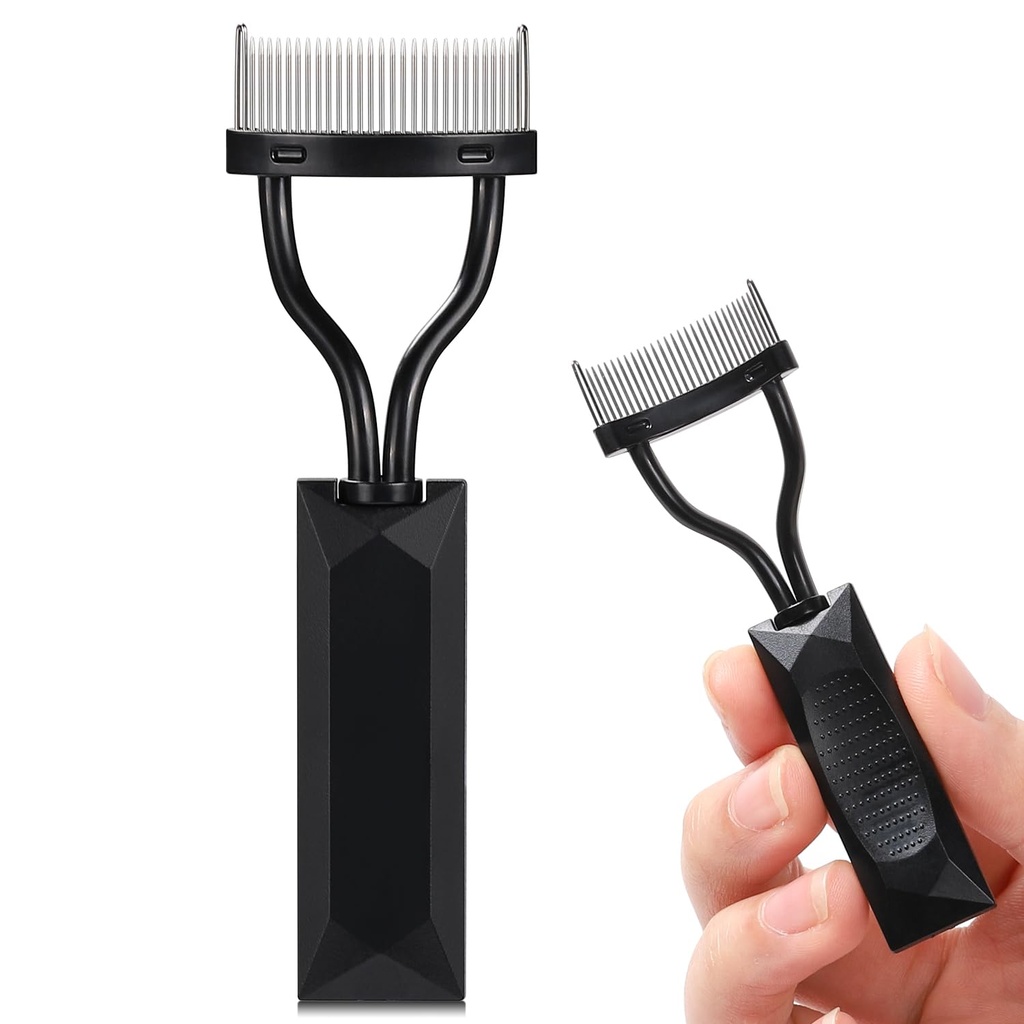 Eyelash Comb Separador, Arc Designed Lash Definer Comb maquillaje Mascara Comb Applicator Con cubierta, Eye Cosmetic Brush Tool (Black)