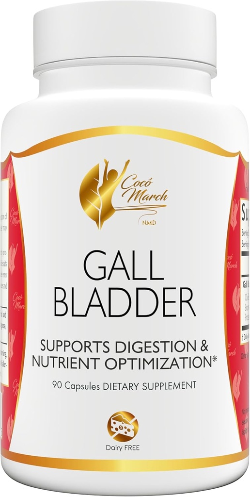 Coco March Gall Bladder Fórmula Ideal Después de la cirugía de la vesícula biliar-Gluten Gratis, Soy Gratis, Dairy Free, Keto Friendly, Paleo Friendly, 90 Capsules-90 Servings Supports Digestion and Nutrient Optimization