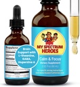 My Spectrum Heroes Calm & Focus Supplement Drops - Brain Support with L-theanine, GABA, Huperzine A - Enhance Focus for Kids or Adults - Boost Concentration for Kids &amp; Teens - 2.02 FL oz. (60 ml)