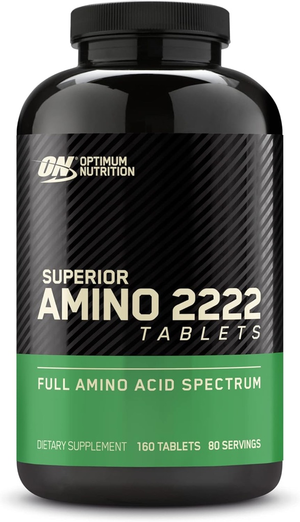 Nutrición óptima Amino superior 2222 Tabletas, Aminoácidos esenciales completos, EAAs, 160 Cuenta