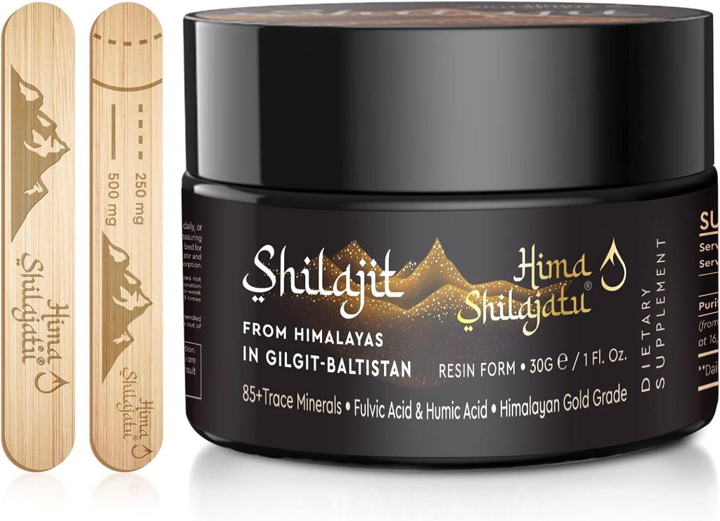 Shilajit Purest Himalayan Organic Shilajit Resin - Gold Grade 100% Purity Shilajit with Fulvic Acid &amp; 85+ Trace Minerals Complex for Energy &amp; Immune Support, 30 Grams (2 Months Supply)