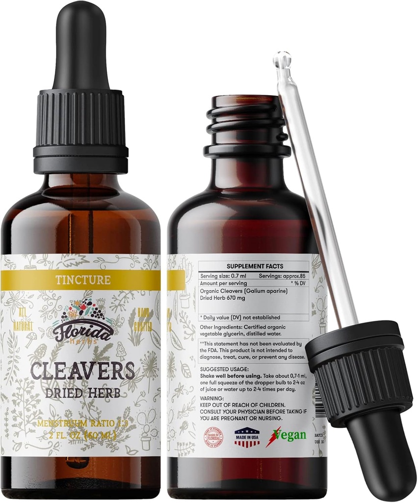 Cleavers Tincture, Orgánica Cleavers Extract, Cleavers Drops (Galium aparine) Herb