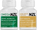 Omega-3 Suplemento Natural de Alivio Conjunto Soporte Natural del Musculo, Soporte Conjunto de aceite de mejillón verde, sin sabor a pescado, 60 Softgels Plus un Botella de Bote Broth Protein 30 cápsulas