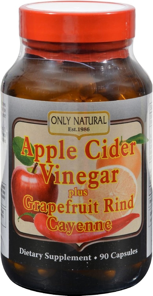 Únicamente natural de la sidra de manzana vinagre más pomelo Rind Cayenne Capsules, 90-Count