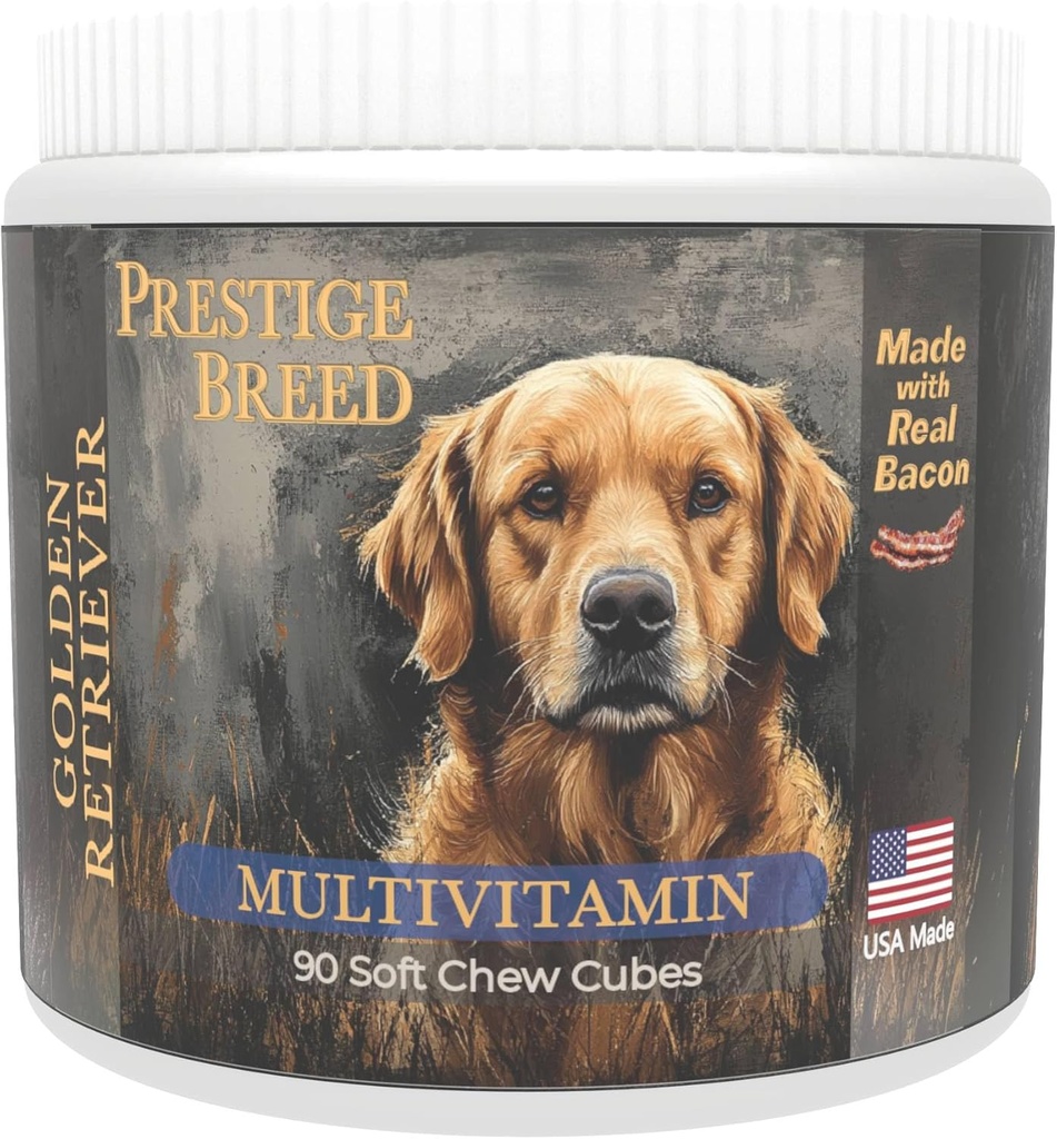 Multivitaminas, Nutrición Equilibrada para su Retriever Dorado, 90 Cuenta, Hecho en los EE.UU. con Real Bacon