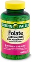 Suplemento dietético de Spring Valley Folate, 1.333 mcg, 400 Conde