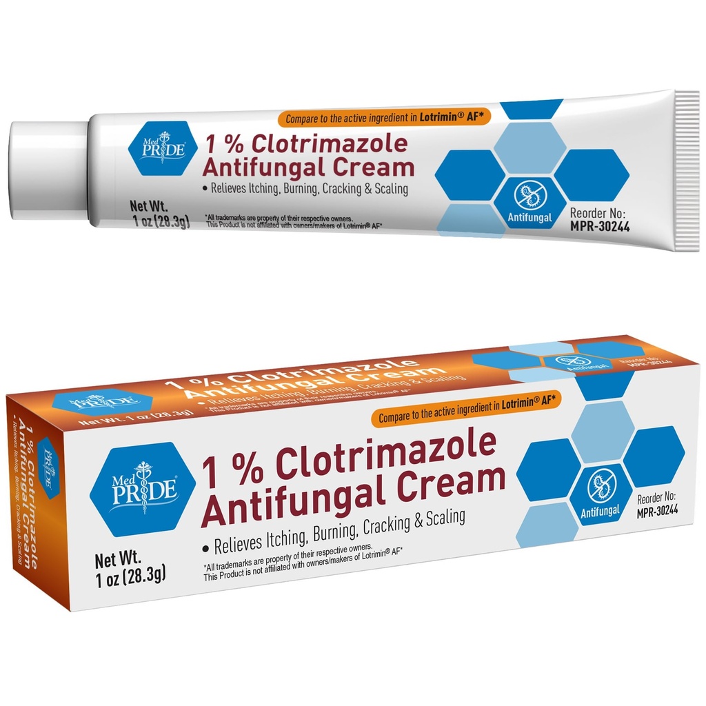 MED PRIDE 1% Clotrimazole Antifungal Cream 1oz- Fungus Skin Care Treatment with - Jock Itch Body Ointment - Fights Infection, Sweat Rash, Athletes Foot, Ringworm & Relieves Itching, Burning